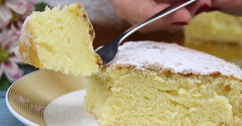 Итальянский пирог «12 ложек». Приготовление воздушного бисквита без весов.